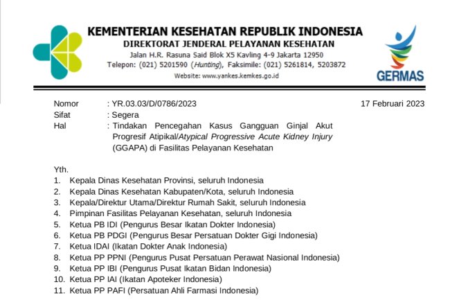SOSIALISASI  !  Surat Edaran Direktur Jenderal Pelayanan Kesehatan Nomor: YR.03.03/D/0786/2023