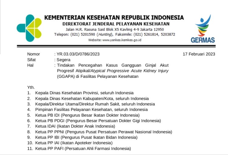 SOSIALISASI  !  Surat Edaran Direktur Jenderal Pelayanan Kesehatan Nomor: YR.03.03/D/0786/2023