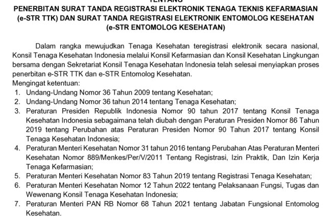 SURAT EDARAN Konsil Tenaga Kesehatan Indonesia