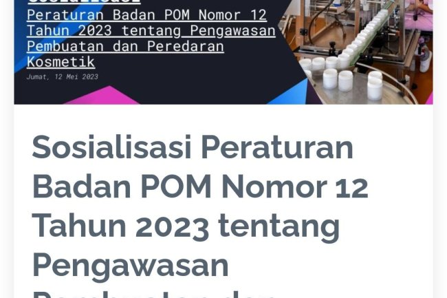 Sosialisai Peraturan Badan POM Nomor 12 tahun 2023