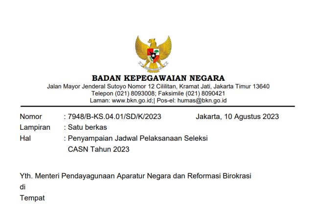 JADWAL PENERIMAAN CPNS DAN PPPK 2023