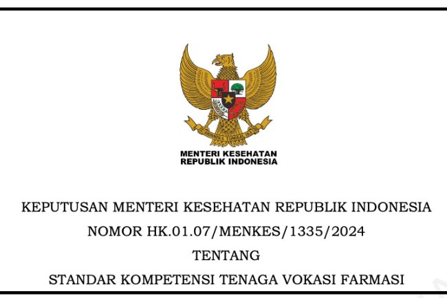 Penetapan Standar Kompetensi Baru untuk Tenaga Vokasi Farmasi oleh Menteri Kesehatan