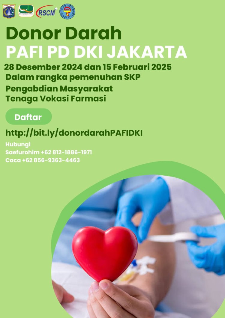 Yuk Bergabung dalam Kegiatan Donor Darah PAFI DKI Jakarta