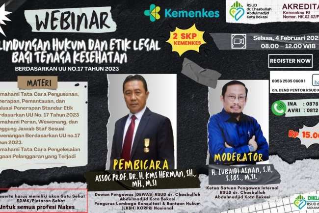 Webinar " Perlindungan Hukum dan Etik Legal Bagi Tenaga Kesehatan"