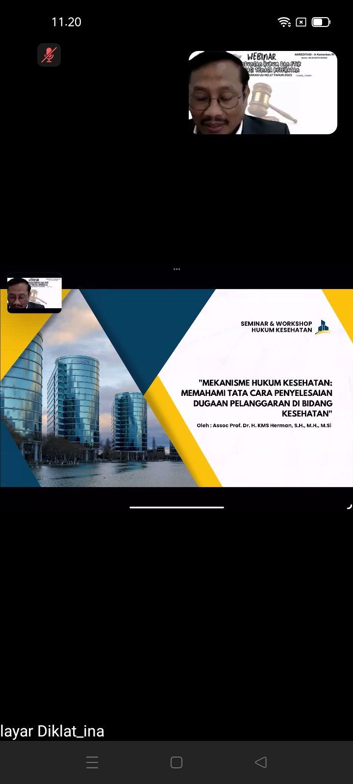 Webinar " Perlindungan Hukum dan Etik Legal Bagi Tenaga Kesehatan"