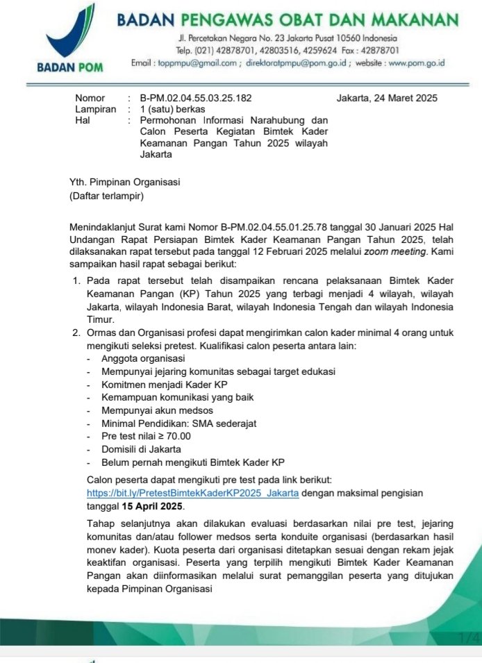 Persiapan Bimtek Kader Keamanan Pangan Tahun 2025 BPOM