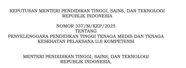 Polemik Keputusan Menteri Pendidikan Tinggi, Sains, dan Teknologi Republik Indonesia Nomor 337/M/KEP/2025 Nomor 337/M/KEP/2025