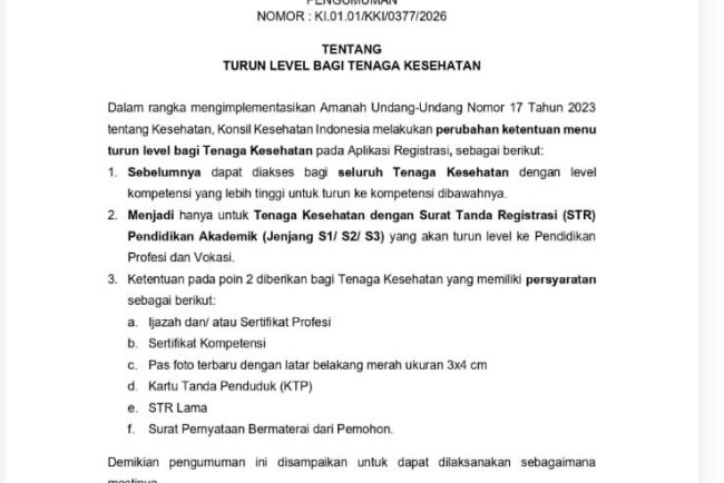 Turun Level Bagi Tenaga Kesehatan