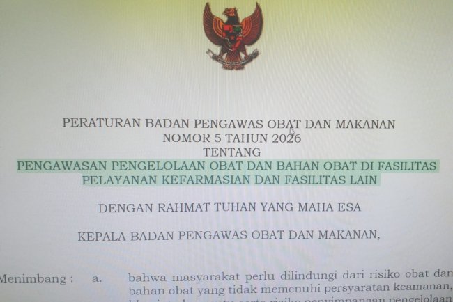 PERATURAN BADAN PENGAWAS OBAT DAN MAKANAN  NOMOR 5 TAHUN 2026