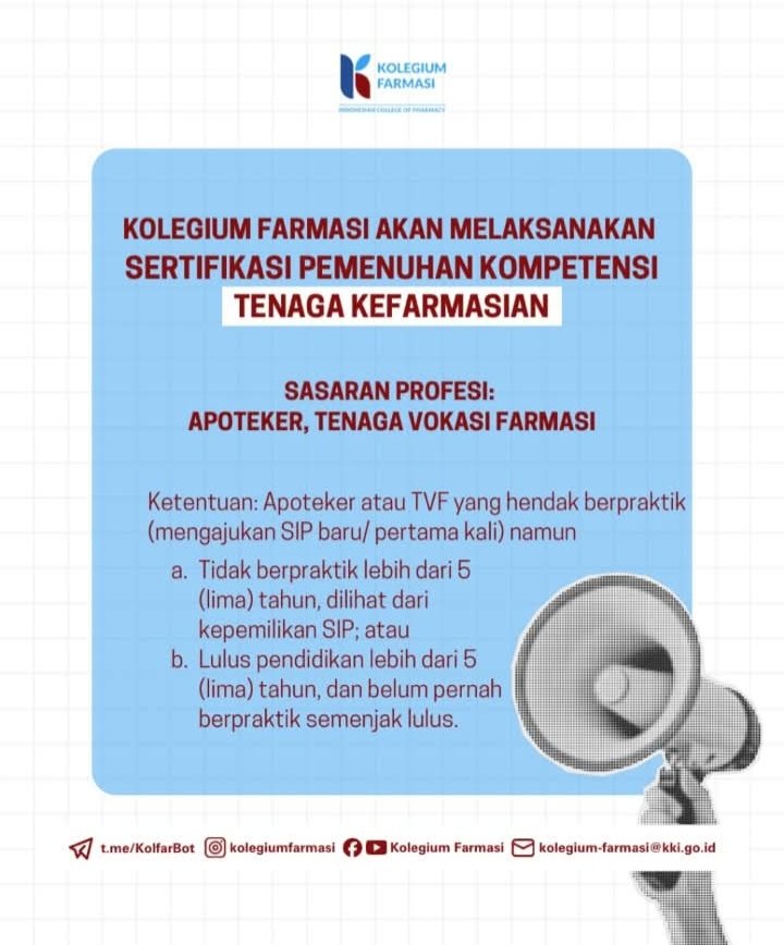 Kolegium Farmasi Indonesia Akan Selenggarakan UKOM Resertifikasi bagi Apoteker dan Tenaga Vokasi Farmasi