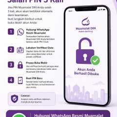 Cara mudah buka Blokir Muamalat Din salah pin 3 kali Terblokir